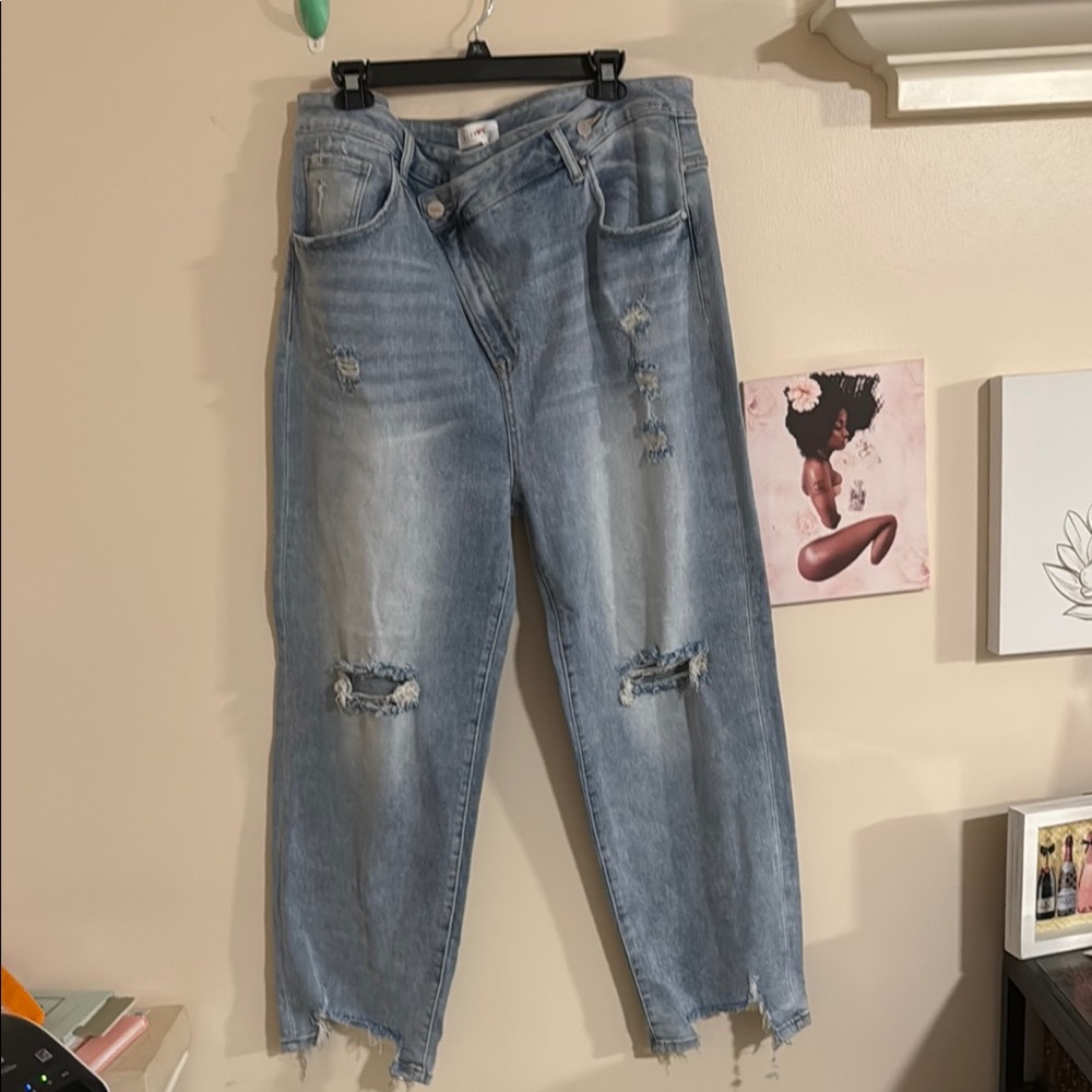 Distressed Blue Jeans